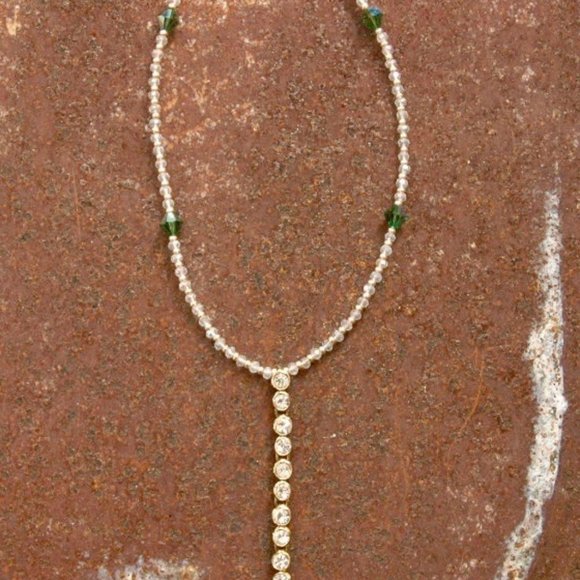 Emerald Star Drop Lavalier Necklace Vintage Jewelry - Picture 2 of 2